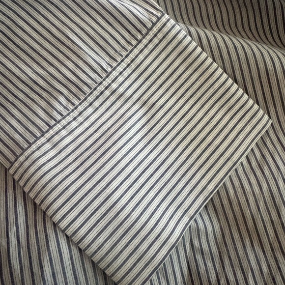 Haven Organic Cotton Blue, White Poplin Buttondown Midi Dress, Size Medium - Picture 6 of 7